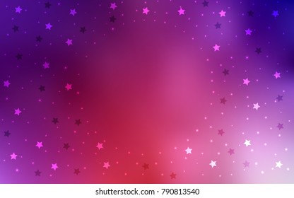 Light Pink, Red vector cover with small and big stars. Stars on blurred abstract background with gradient. The pattern can be used for websites.