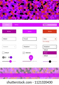 Light Pink, Red vector design ui kit with dots. Web ui kit with abstract gradient circles in its header. Beautiful layout for websites, landing pages.