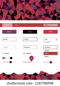 Light Pink, Red vector design ui kit with mosaic. Modern Style guide in polygonal style with triangles. Simple colorful design for websites.