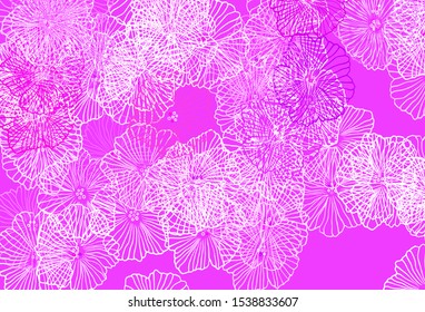Light Pink, Red vector doodle background with leaves. Glitter abstract illustration with flowers. Elegant pattern for your brand book.