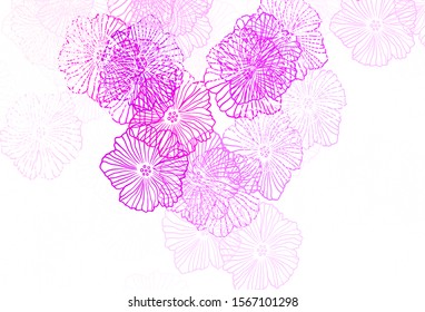 Light Pink, Red vector doodle background with leaves. Glitter abstract illustration with flowers. Elegant pattern for your brand book.