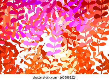 Light Pink, Red vector doodle backdrop with leaves. New colorful illustration in doodle style with leaves. New design for your business.