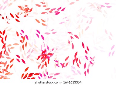 Light Pink, Red vector doodle backdrop with leaves. Colorful illustration in doodle style with leaves. Colorful pattern for kid's books.