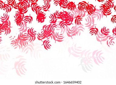 Light Pink, Red vector doodle texture with leaves. Sketchy doodles with leaves on blurred background. Doodle design for your web site.