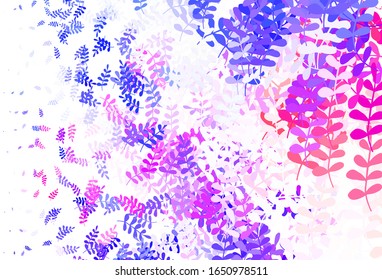 Light Pink, Red vector doodle texture with leaves. Blurred decorative design in Indian style with leaves. Brand new design for your business.