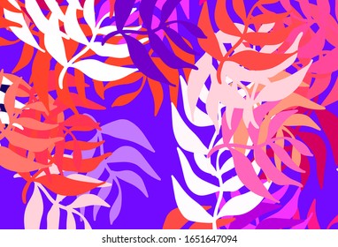 Light Pink, Red vector doodle pattern with leaves. Colorful illustration in doodle style with leaves. New design for your business.