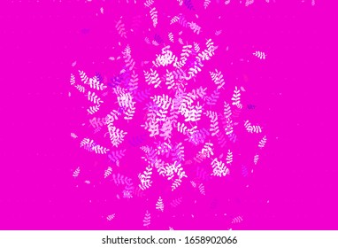 Light Pink, Red vector doodle texture with leaves. Sketchy doodles with leaves on blurred background. A new texture for your wallpaper design.