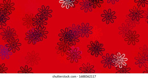 Light Pink, Red vector doodle texture with flowers. Abstract illustration with flowers in Origami style. Pattern for women day promotion.