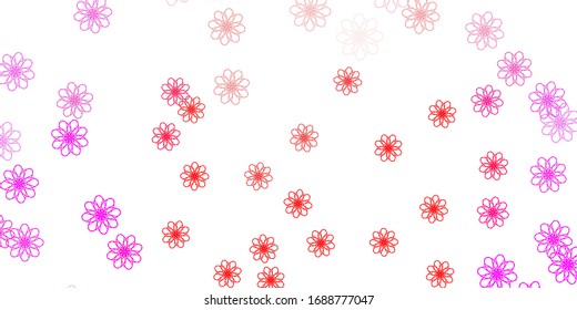 Light Pink, Red vector doodle pattern with flowers. Gradient colorful abstract flowers on simple background. Pattern for website designs.