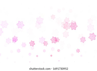 Fondo de doodle de color rosa claro, rojo vectorial con flores. Ilustración abstracta con flores al estilo de los doodles. Nueva plantilla para tu libro de marcas.