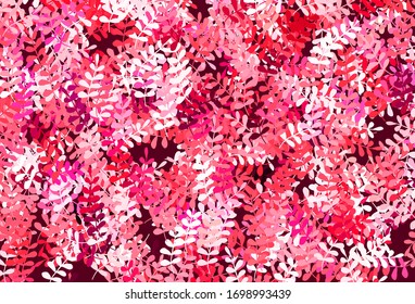Light Pink, Red vector doodle texture with leaves. Creative illustration in blurred style with leaves. Doodle design for your web site.