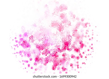Fondo de doodle de color rosa claro, vector rojo con ramas. Ilustración colorida en estilo doodle con hojas, ramas. Patrón para los jefes de sitios web, diseños.