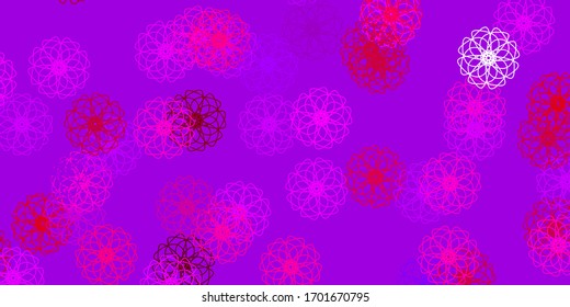 Fondo de doodle de color rosa claro, rojo vectorial con flores. Diseño moderno con flores degradadas sobre fondo abstracto. Patrón colorido para las fiestas de primavera.