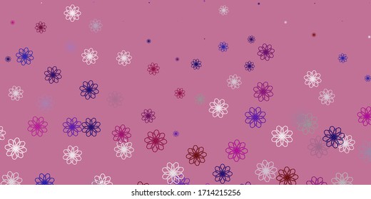 Light Pink, Red vector doodle background with flowers. Illustration with abstract colorful flowers with gradient. Brand new business design.