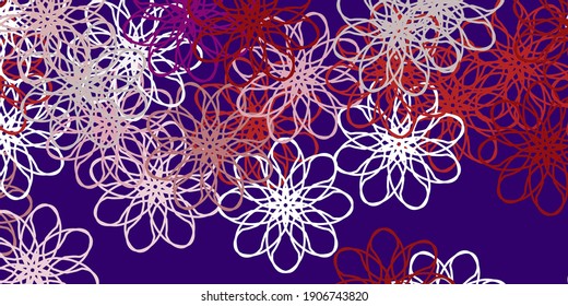 Light Pink, Red vector doodle pattern with flowers. Modern design with gradient Flowers on abstract background. Best design for your business.