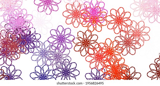 Light Pink, Red vector doodle background with flowers. Gradient colorful abstract flowers on simple background. Best design for your business.