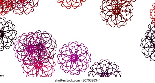 Placa de doodle con flores de color rosa claro, vector rojo. Flores abstractas coloreadas degradadas sobre un fondo sencillo. Nuevo diseño de negocio.