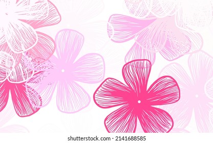 Light Pink, Red vector doodle pattern with flowers Decorative design of flowers on white background. New template for your brand book.