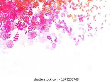 Light Pink, Red vector elegant wallpaper with leaves. New colorful illustration in doodle style with leaves. New design for your business.