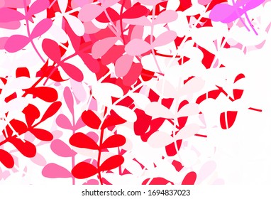 Light Pink, Red vector elegant pattern with leaves. Doodle illustration of leaves in Origami style with gradient. New template for your brand book.