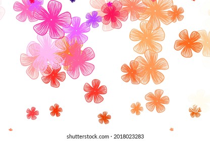 Light Pink, Red vector elegant template with flowers. Sketchy doodle flowers on white background. New design for your business.