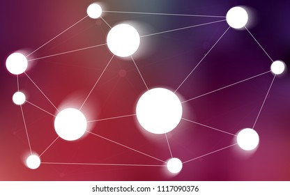 Light Pink, Red vector layout with circles, lines. Design with connection of dots and lines on colorful background. Pattern can be used for futuristic ad, booklets.