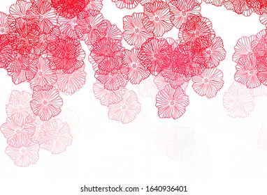 Light Pink, Red vector natural artwork with leaves. Flowers in natural style on white background. Template for backgrounds of cell phones.