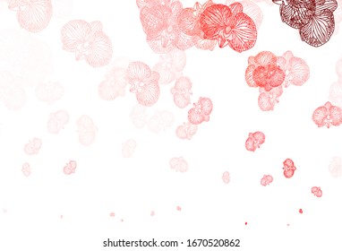 Light Pink, Red vector natural artwork with flowers. Doodle illustration of flowers in Origami style. Hand painted design for web, leaflets.