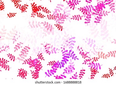 Light Pink, Red vector natural backdrop with leaves. New colorful illustration in doodle style with leaves. New template for your brand book.