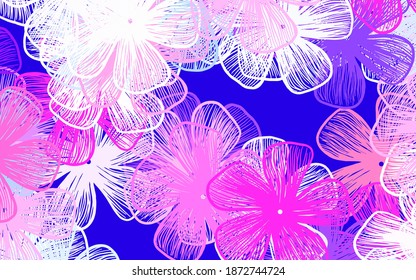 Light Pink, Red vector natural backdrop with flowers Creative illustration in blurred style with flowers. Hand painted design for web, wrapping.
