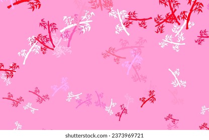Light Pink, Red vector natural background with branches. Illustration with doodles on abstract template. Hand painted design for web, leaflets.