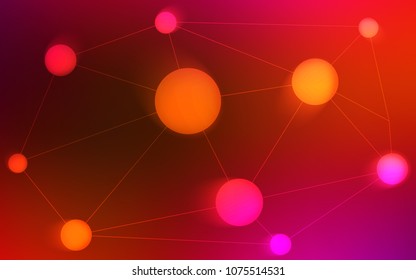 Light Pink, Red vector pattern with spheres, triangles. Illustration with set of colorful abstract circles and lines. Pattern can be used as texture of wallpapers.