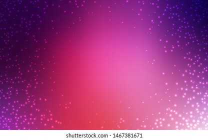 Light Pink, Red vector pattern with night sky stars. Space stars on blurred abstract background with gradient. Pattern for futuristic ad, booklets.