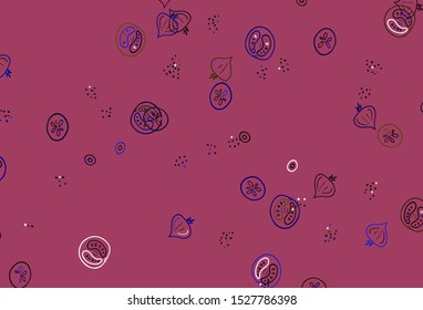 Light Pink, Red vector pattern with fresh ingredients. Decorative illustration with food on abstract template. Template for meal cooking in kitchen.