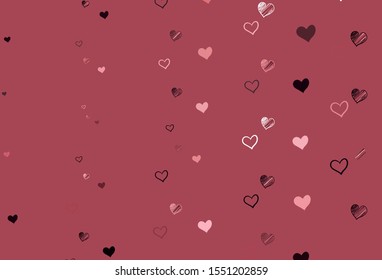 Light Pink, Red vector pattern with colorful hearts. Glitter abstract illustration with colorful hearts in romantic style. Design for your business advert of anniversary.