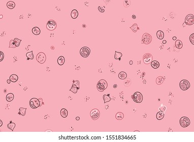 Light Pink, Red vector pattern with fresh ingredients. Glitter abstract sketch with gourmet food. Pattern for menu of cafes, bars, restaurants.