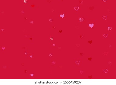 Light Pink, Red vector pattern with colorful hearts. Illustration with hearts in love concept for valentine's day. Design for your business advert of anniversary.