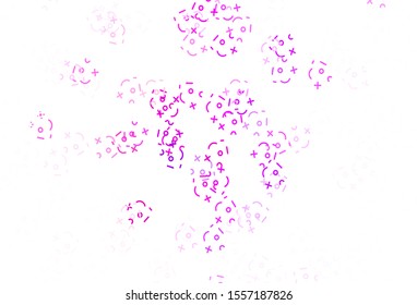 Light Pink, Red vector pattern with Digit symbols. Abstract illustration with colored algebra signs. Pattern for school, grammar websites.