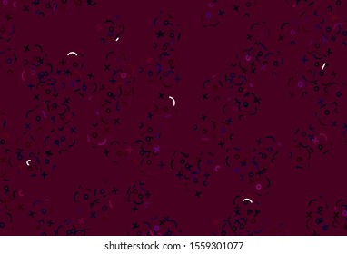 Light Pink, Red vector pattern with Digit symbols. Abstract illustration with colored algebra signs. Best design a poster, banner of a math college.