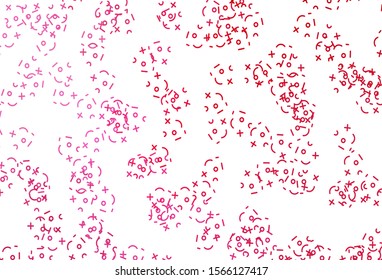 Light Pink, Red vector pattern with Digit symbols. Shining colorful illustration with isolated Digit signs. Smart design for university advert.