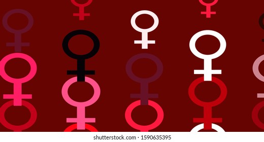 Light Pink, Red vector pattern with feminism elements. Simple design in abstract style with women’s rights activism. New side for your design.