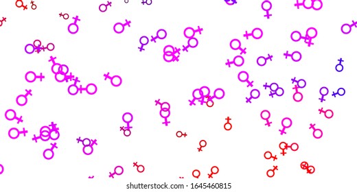 Light Pink, Red vector pattern with feminism elements. Abstract illustration with a depiction of women's power. Elegant design for wallpapers.