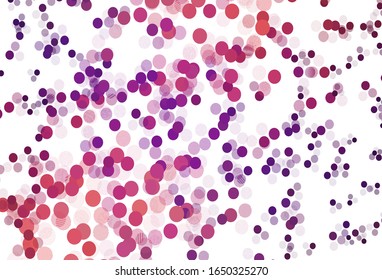 Light Pink, Red vector pattern with spheres. Glitter abstract illustration with blurred drops of rain. Design for poster, banner of websites.