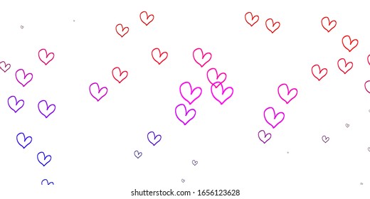 Light Pink, Red vector pattern with colorful hearts. Beautiful colored illustration with hearts in celebration style. Pattern for carnival, festival romantic leaflets.