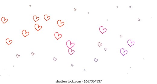 Light Pink, red vector pattern with colorful hearts. Illustration with hearts in love concept for valentine's day. Template for Valentine's greeting postcards.