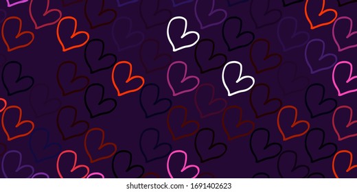 Light Pink, Red vector pattern with colorful hearts. Illustration with hearts in love concept for valentine's day. Design for ad, poster, banner of Valentine Day.