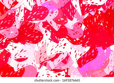 Light Pink, Red vector pattern with colorful hearts. Beautiful abstract hearts on colorful gradient background. Pattern for carnival, festival romantic leaflets.