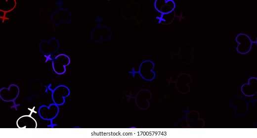 Light Pink, Red vector pattern with feminism elements. Colorful illustration with gradient feminism shapes. Design for International Women’s Day.