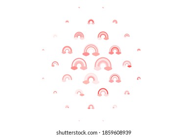 Light Pink, Red vector pattern with rainbow elements. Illustration with isolated signs of rainbow. Simple design for coloring books.