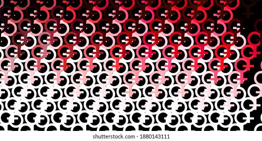 Light Pink, Red vector pattern with feminism elements. Abstract illustration with a depiction of women's power. Elegant design for wallpapers.